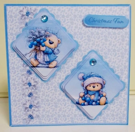 Teddy Christmas - Double Diamond Card Mini Kit by Pam Stubley