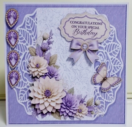 Dahlia Floral Birthday 7 x 7 Card by Pam Stubley