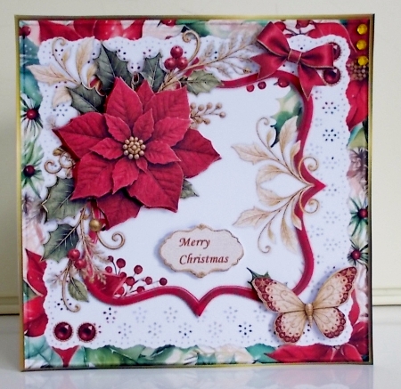Christmas Poinsettia  Mini Kit  7x7 by Pam Stubley