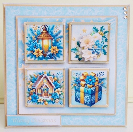 Blue and Gold Christmas - Square Layers Card Mini Kit by Pam Stubley