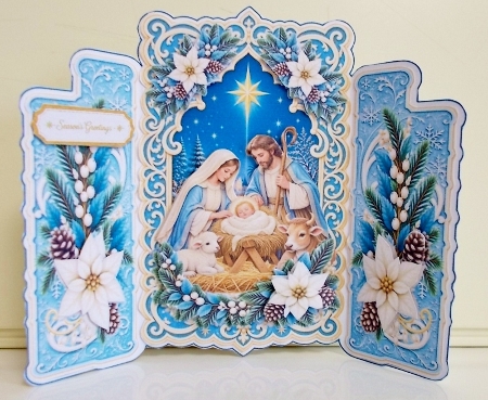 Holy Nativity Scene Christmas Card Kit with Edelweiss Flowers by Pam Stubley
