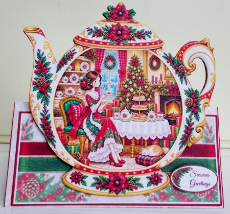 Festive Teapot Tent Card Mini Kit by Pam Stubley