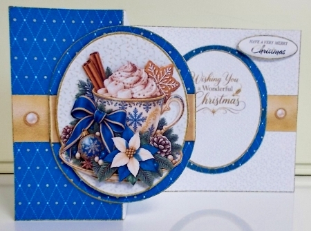 Blue Christmas Fold Back Card kit-2 by Pam Stubley
