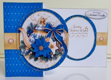 Blue Christmas Fold Back Card kit-3 by Pam Stubley