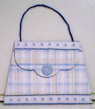 New Baby Boy Purse Shaped Card by Pam Stubley
