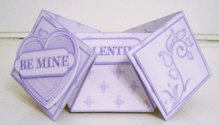 Hearts 'n Swirls in Lilac Double Diamond Fold Card by Pam Stubley