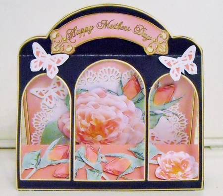 3D Rose and Lace Window Card Kit Decoupage N Envelope by Pam Stubley