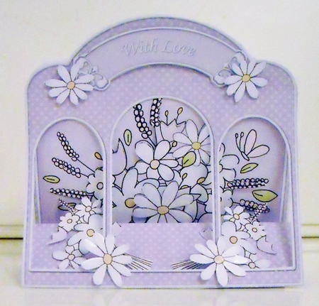 3D Pastel Flowers Window Card Kit Decoupage N Envelope by Pam Stubley