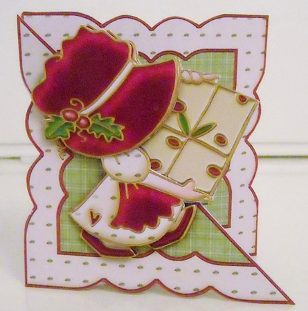 Christmas Sunbonnet Girl All in One Over the Edge Card by Pam Stubley