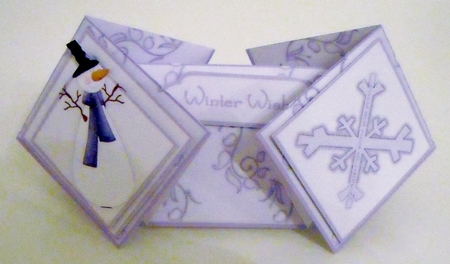 Flakey Snowman 2 Double Diamond Fold Card by Pam Stubley