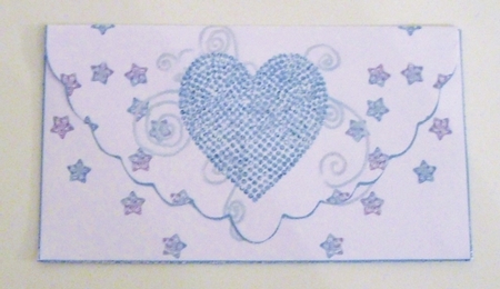Teal Heart Gift Money Wallet by Pam Stubley