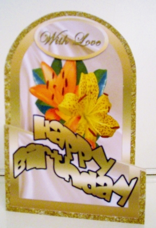 Orange Lilies on Gold and Satin Cutaway by Pam Stubley