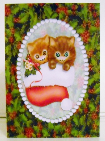 Christmas Kittens in Santa Hat by Pam Stubley
