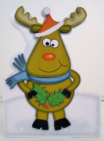 3D Xmas Rudolph Shaped Card with Decoupage by Pam Stubley