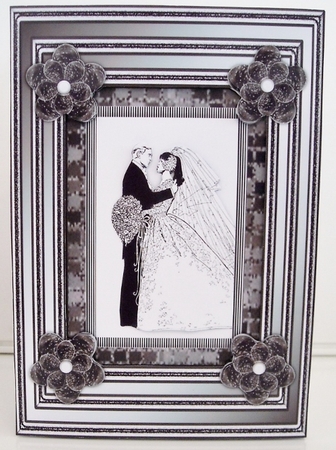 Monochrome Bride & Groom Wedding Card Front by Pam Stubley