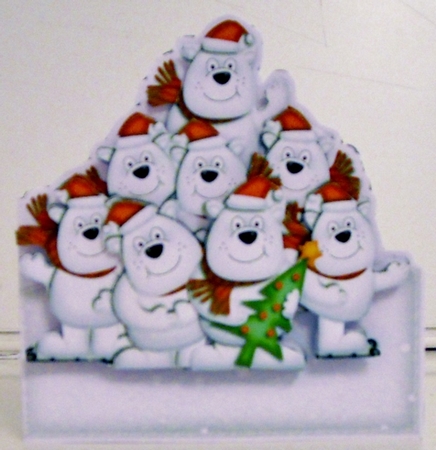 3D Xmas Polar Bears Shaped Card with Decoupage by Pam Stubley