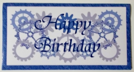 Money Wallet - Blue Cogs Happy Birthday by Pam Stubley