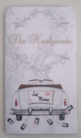 Money Envelope Wedding White Car Pink Heart by Pam Stubley