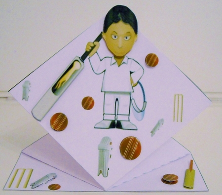Decoupage Cricketer with a Wobbly Head by Pam Stubley