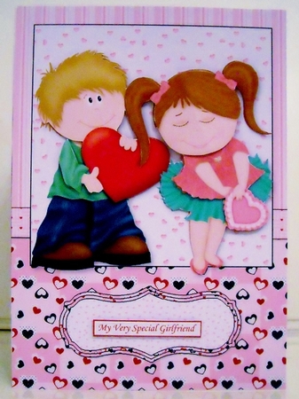 Valentines Love Card Front and Decoupage by Pam Stubley