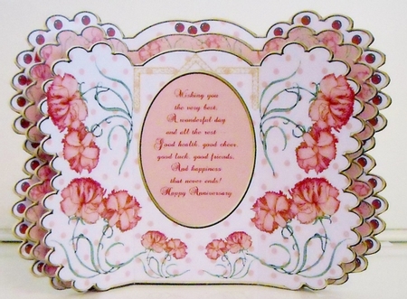 Scalloped Layered Gatefold - Pink Carnations Anniversary by Pam Stubley