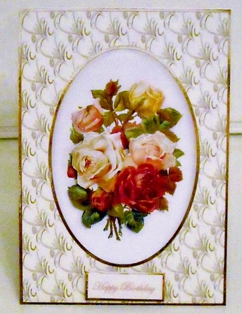 Cameo Vintage Flowers Card Front with Decoupage by Pam Stubley