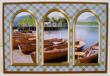 Three Arches Card - Lake District -blue Check by Pam Stubley