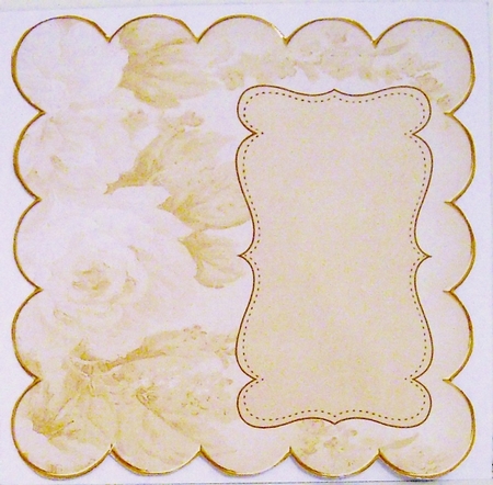 Cream Painted Roses Coloured 8in Scallop Insert Panel by Pam Stubley