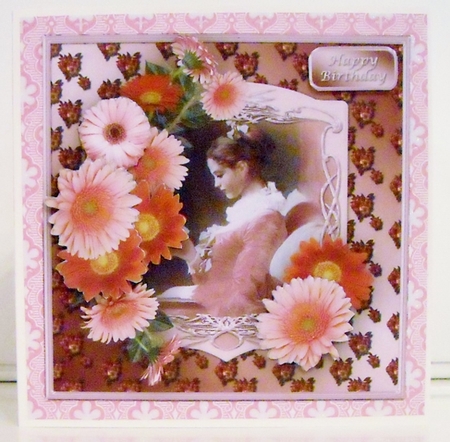 Vintage Portrait with Gerberas - Birthday or Get Well Card by Pam Stubley