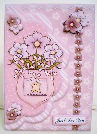 Pocket of Flowers Scallop Mock Envelope Card Front by Pam Stubley