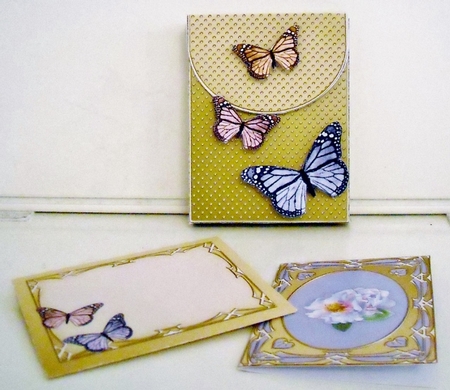 Flowers & Butterflies Cards in a Box & Fridge Magnet by Pam Stubley