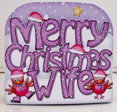 Merry Christmas Wife Robin Pop Out Xmas Word Card by Pam Stubley