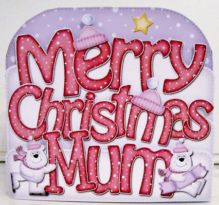 Christmas Mum Polar Bears Pop Out Xmas Word Card by Pam Stubley