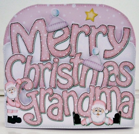 Christmas Grandma Santa Pop Out Xmas Word Card by Pam Stubley