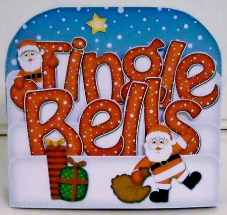 Christmas Jingle Bells Santa Pop Out Xmas Word Card by Pam Stubley