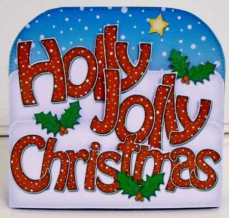 Holly Jolly Christmas Pop Out Xmas Word Card by Pam Stubley