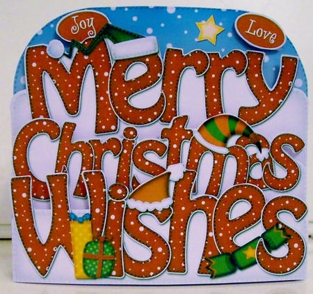 Merry Christmas Wishes Pop Out Xmas Word Card by Pam Stubley