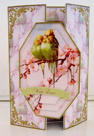 Beautiful Vintage Painted Birds A5 Gate Fold Card Mini Kit by Pam Stubley