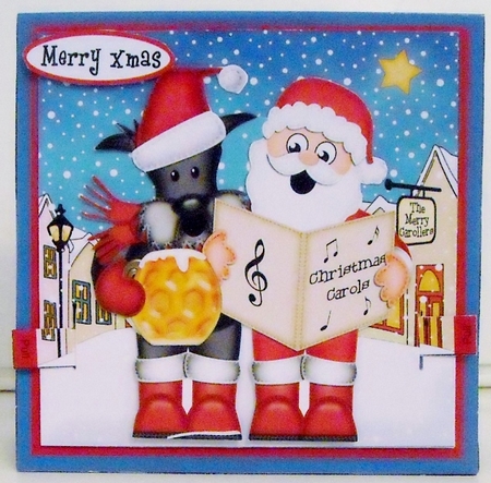 3D Santa & Scottie Dog Animated Merry Carollers Card Kit by Pam Stubley