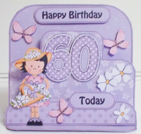 3D Suzi's Basket 60th Birthday Girlz Pop Up Age Card Kit by Pam Stubley