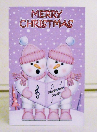 Christmas Carol Singing Snowmen Lottery Wallet Card by Pam Stubley