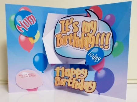 Big-badge Balloon Birthday Card by Pam Stubley