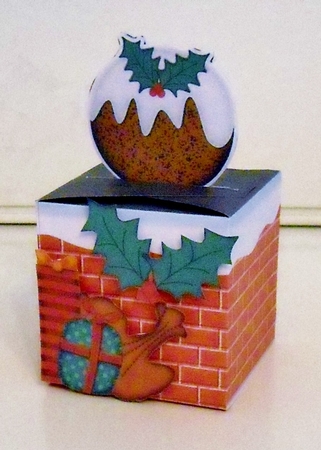 3D Xmas Pudding Shaped Top Gift Box Mini Kit by Pam Stubley