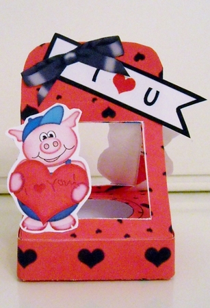 Ziggy Piggy's Heart 3D Valentine Treat Box Easifold Frame by Pam Stubley