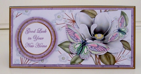 Lilac Butterfly New Home Dl Decoupage Topper by Pam Stubley
