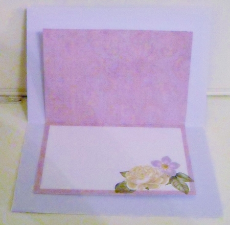 Cream Rose Fmk Lilac Fancy Square Kit Matching Folded Insert by Pam Stubley