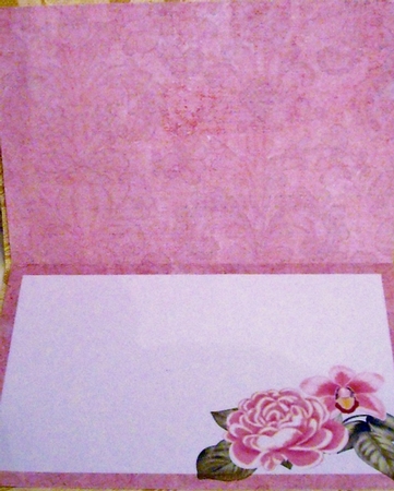 Pink Rose Fancy Square Kit Matching Folded Insert by Pam Stubley