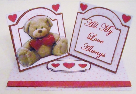 Teddy with Hearts Double Twist Easel Kit Valentines by Pam Stubley