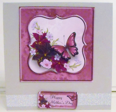 Burgandy Butterfly All Occasion Square Card Topper by Pam Stubley