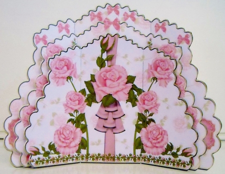 Triple Layer Gatefold - Baby Pink Roses by Pam Stubley